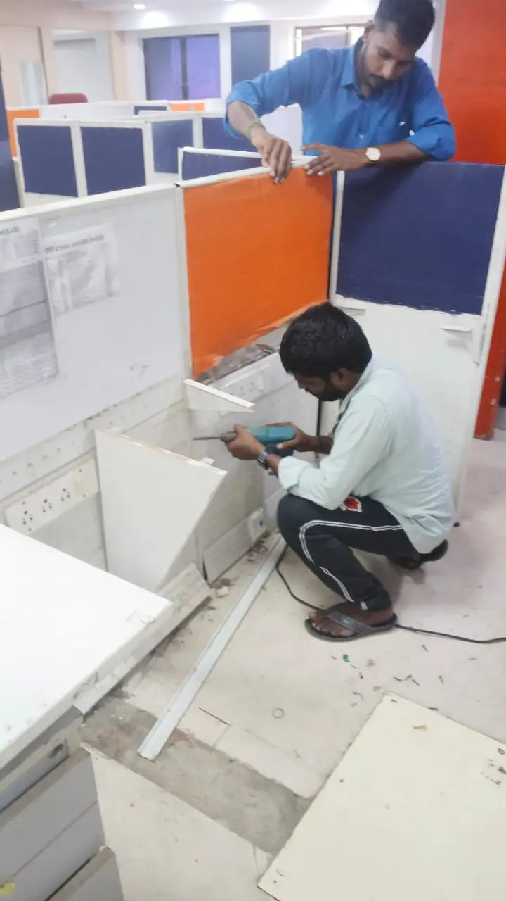 Office workstation partition cleaning
