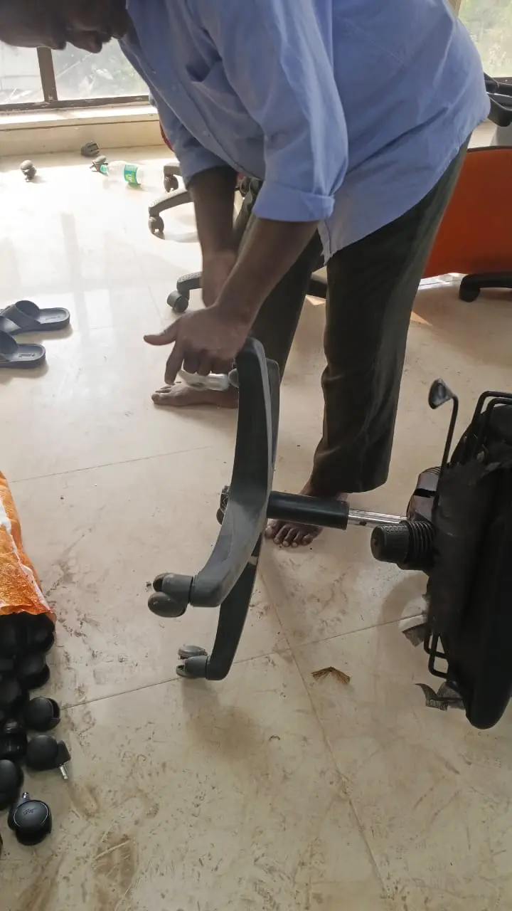 Office chair base repair work